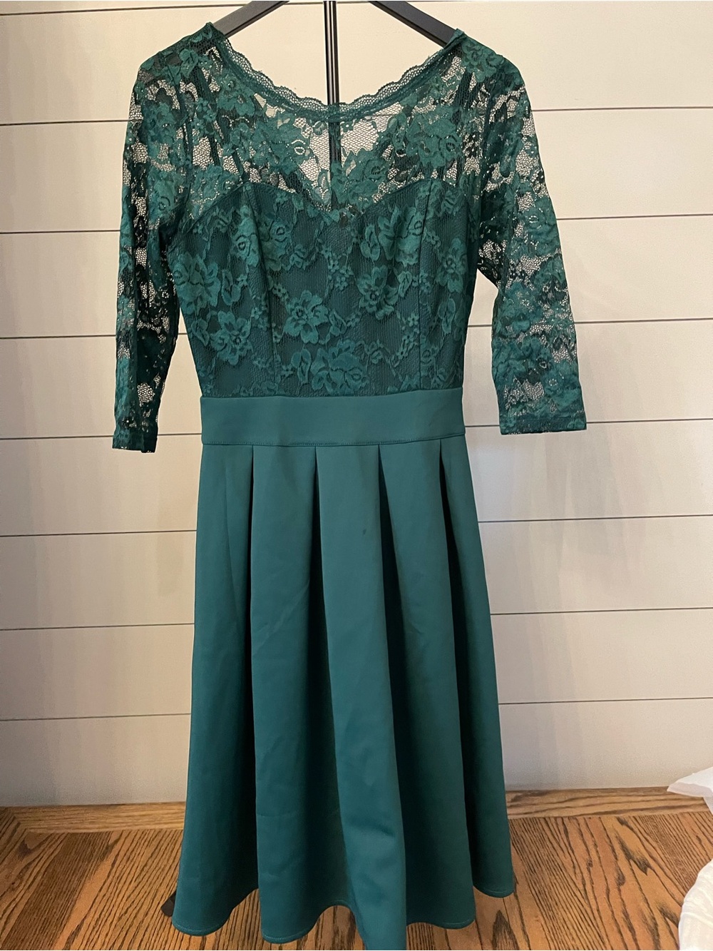 Miusol Teal Lace Fit-and-Flare Midi Dress